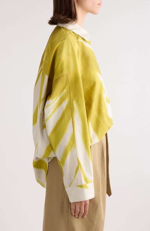 Dries Van Noten Casio Print Oversize Cotton Poplin Button-up Shirt In Lime
