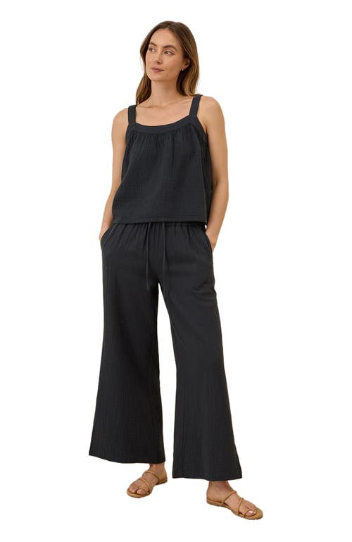 Pact Organic Cotton Double Gauze Square Neck Cami In Black