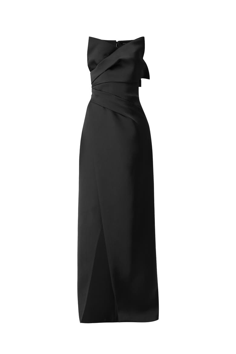 Strapless Gown With Front Leg Opening, Alternate, color, Black