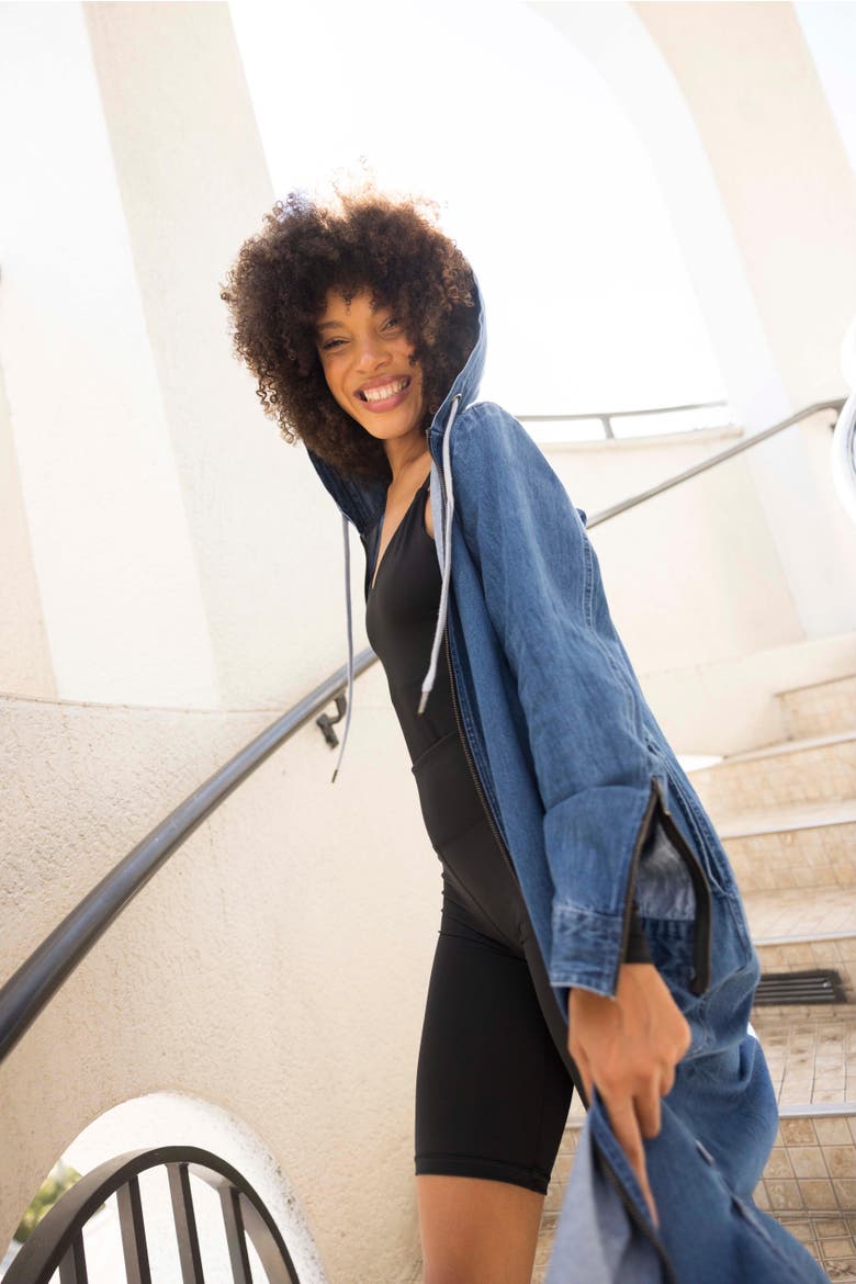 Denim Hoodie- Non Compression, Alternate, color, Denim