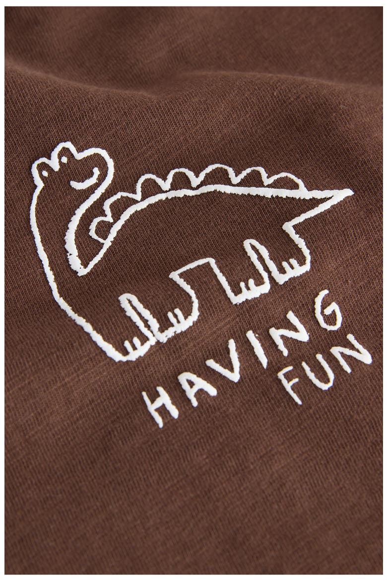 Kids' Oversize Dino Club Cotton Graphic T-Shirt, Alternate, color, BROWN