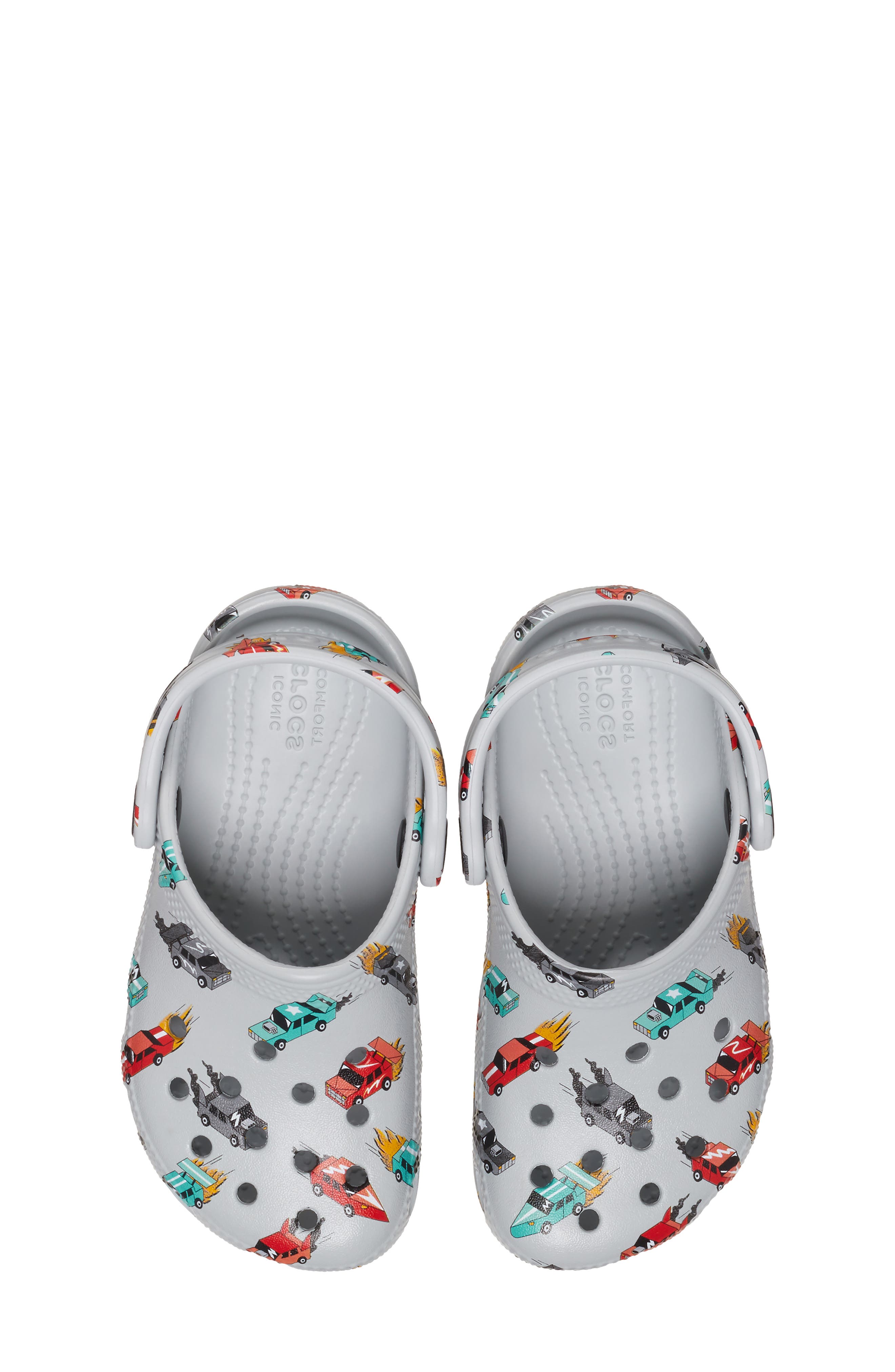 CROCS Kids' Race Car Print Classic Clog, Alternate, color, Mirage/ Multi