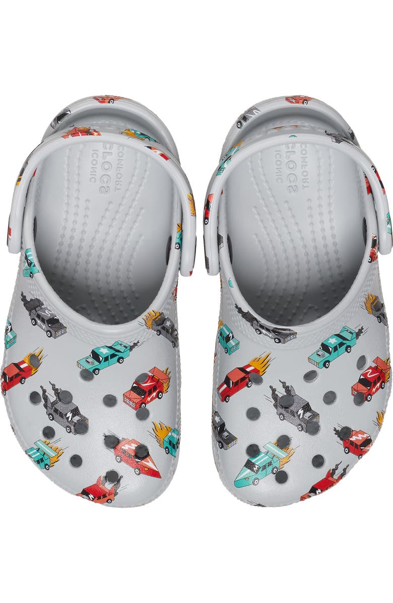 CROCS Kids' Race Car Print Classic Clog, Alternate, color, Mirage/ Multi