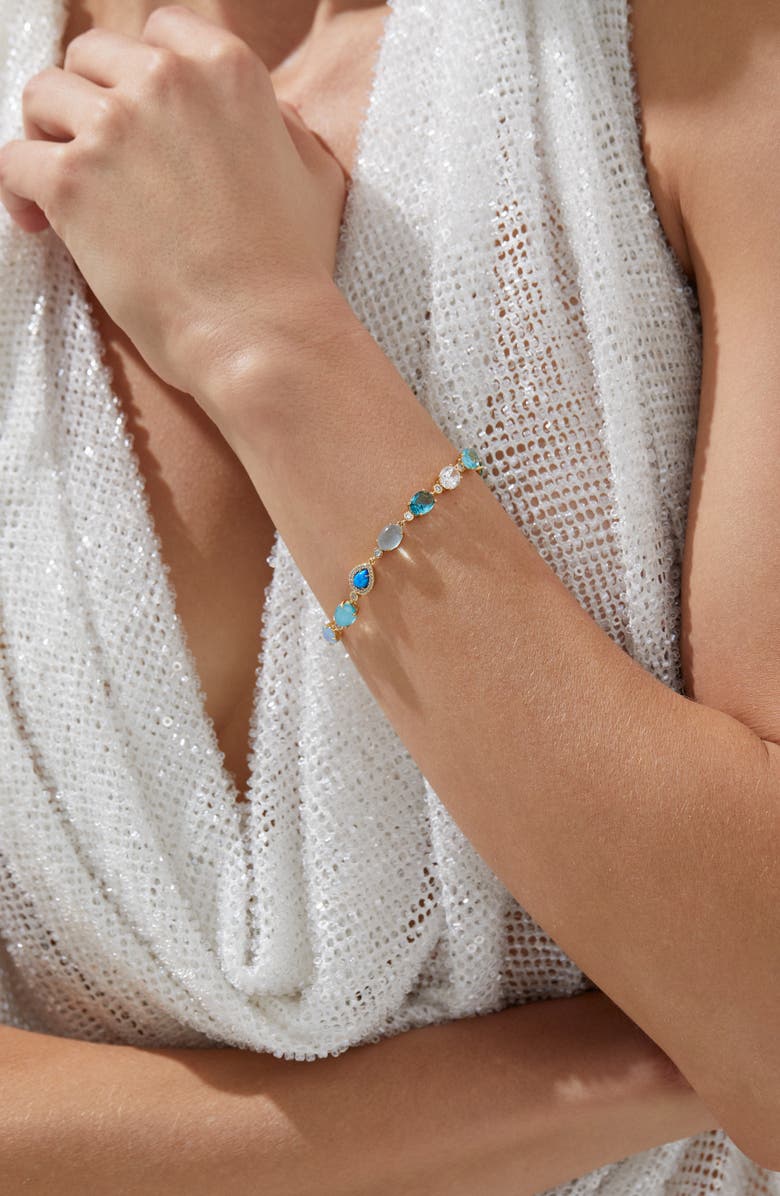 Nadri Blue Lagoon Line Bracelet, Alternate, color, Gold