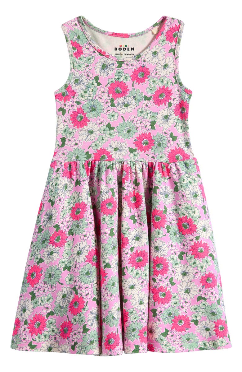 Mini Boden Kids' Racerback Jersey Dress, Main, color, Pink Floral