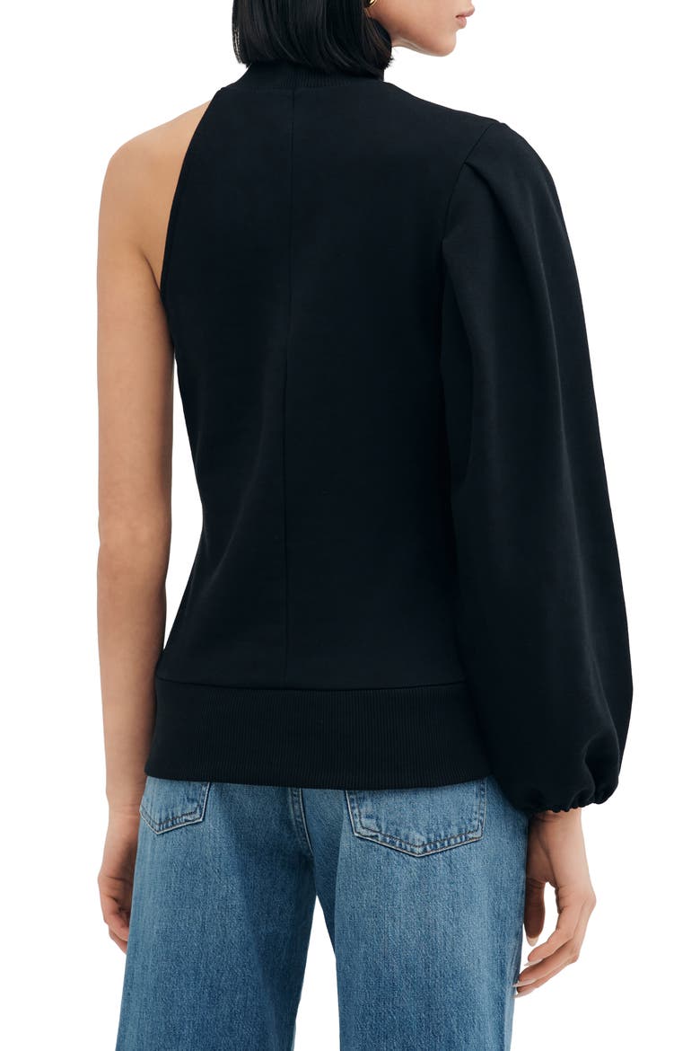 Rhett One Shoulder Sweatshirt, Alternate, color, BLACK