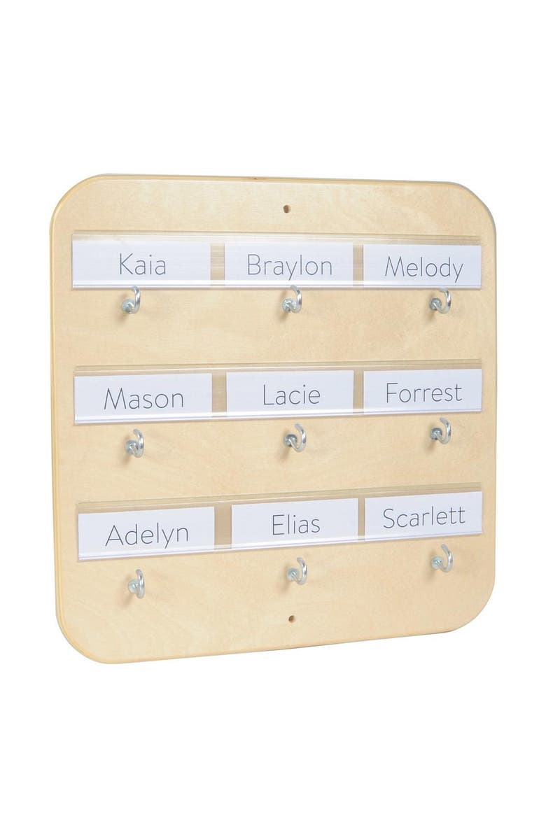 Kaplan Early Learning Company Wooden 9 Hook Pacifier Holder, Alternate, color, Beige