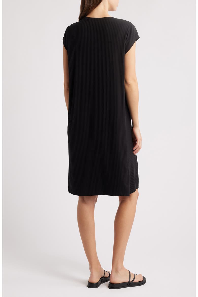 Cap Sleeve Rib Dress, Alternate, color, BLACK