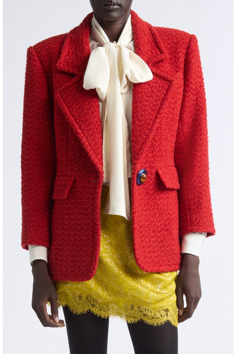 One-Button Wool & Silk Blend Tweed Jacket, Main, color, ROUX