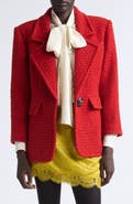 Saint Laurent One-Button Wool & Silk Blend Tweed Jacket