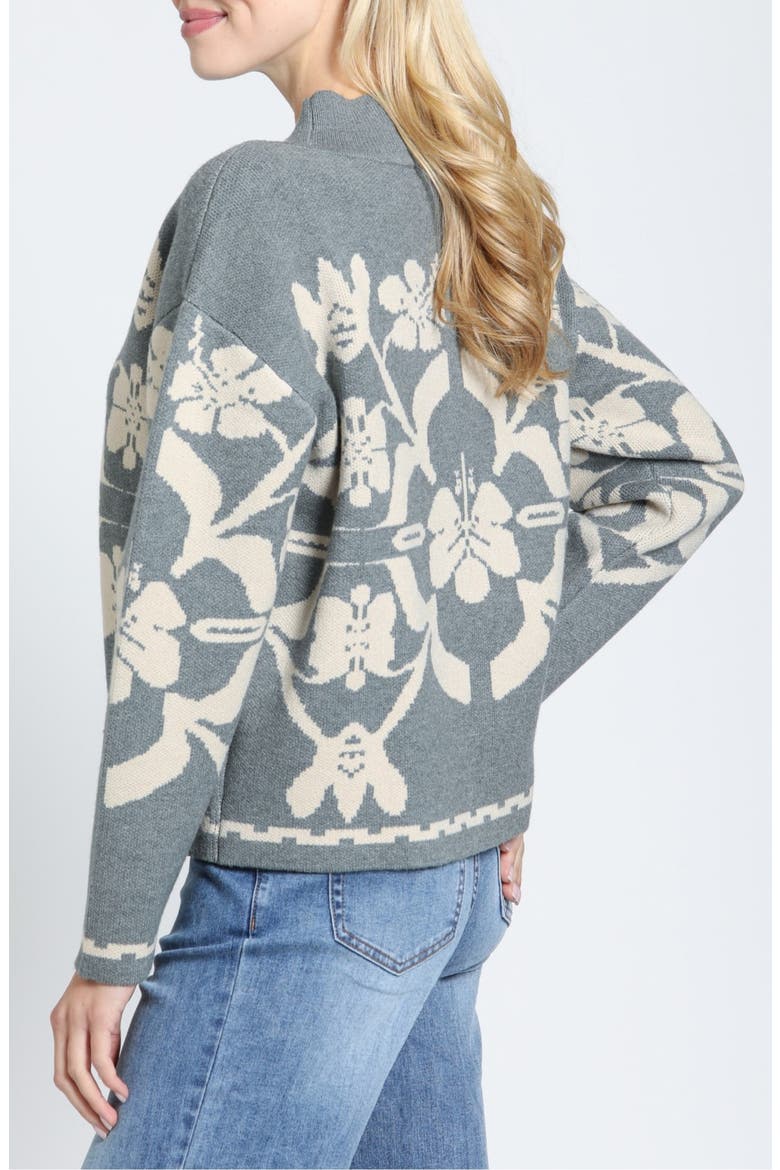Floral Mock Neck Sweater, Alternate, color, STONE/OATMEAL
