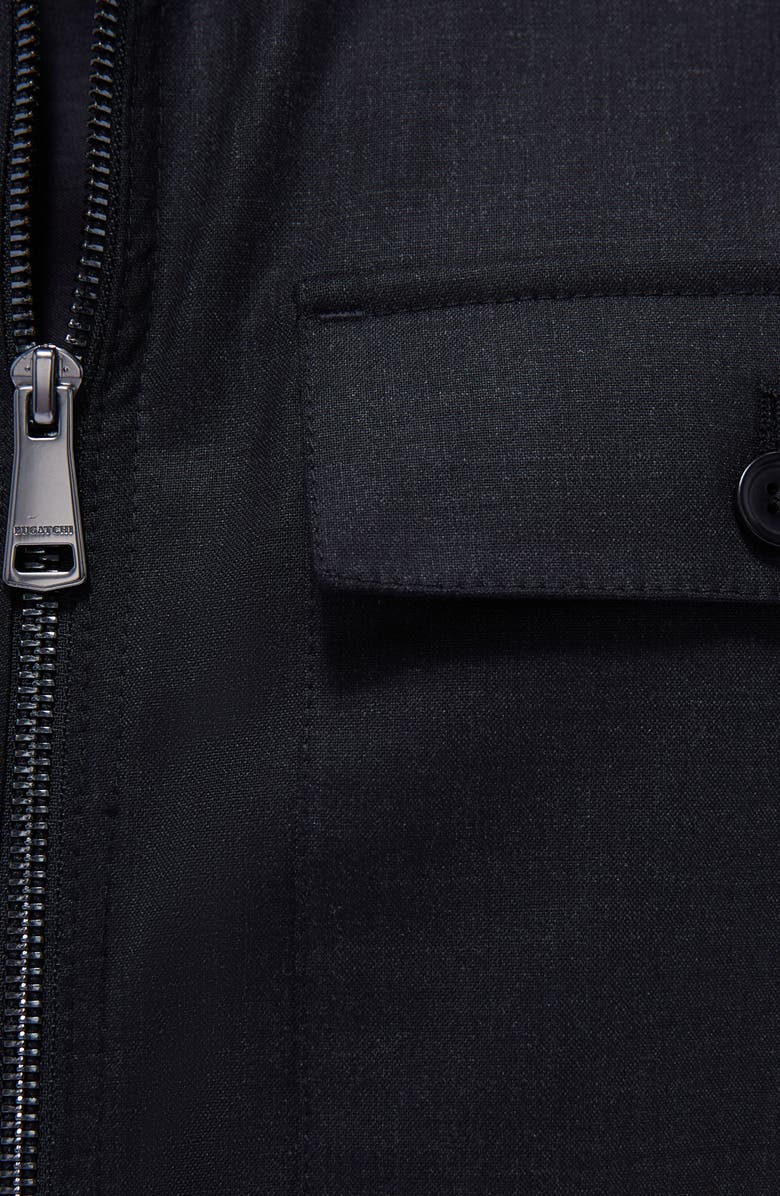 Bugatchi Stretch Wool Zip Shirt Jacket, Alternate, color, Black