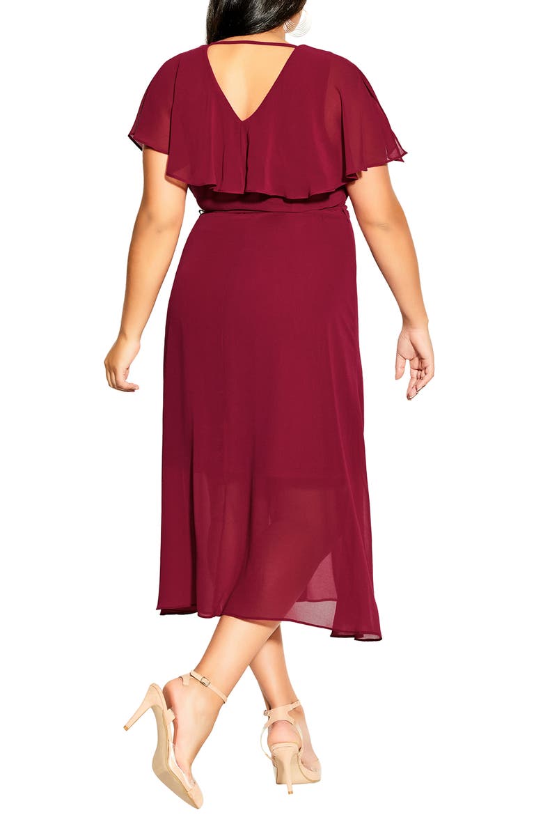 Softly Tied Faux Wrap Dress, Alternate, color, SANGRIA
