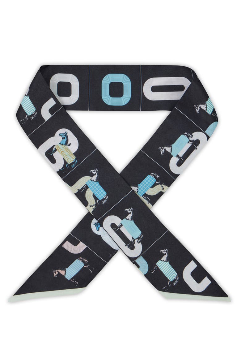 Horse Skinny Scarf, Alternate, color, BLACK