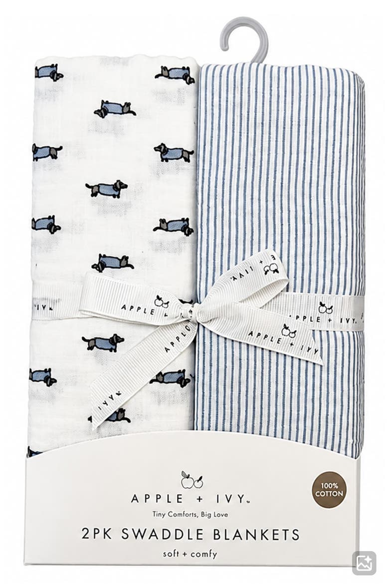 2-Pack Muslin Swaddle Blankets, Main, color, BLUE