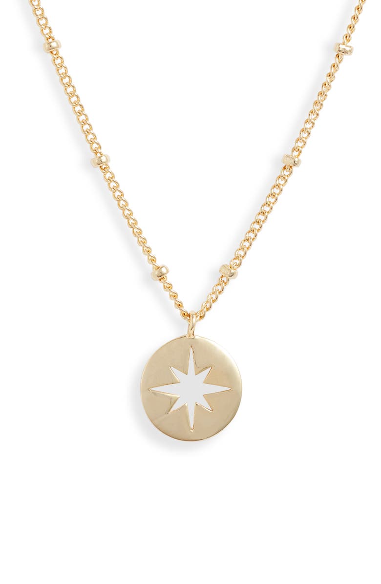 Estella Bartlett Starburst Disc Pendant Necklace, Main, color, Gold