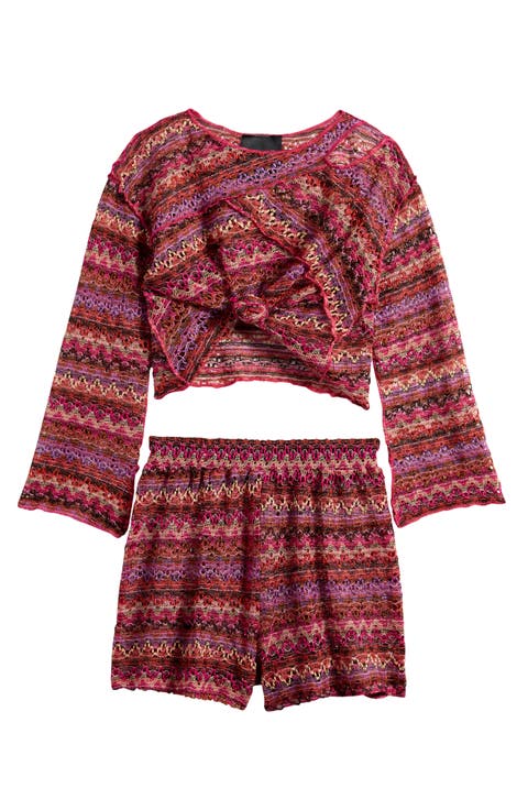 Kids' Twist Front Crop Top & Shorts Cover-Up Set (Big Kid)