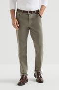 Brunello Cucinelli Garment-dyed comfort lightweight denim traditional fit five-pocket trousers
