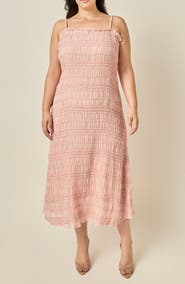 Endless Rose Shirred Ruffle Midi Dress