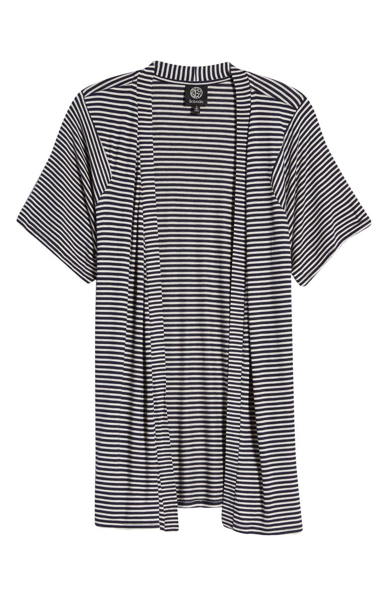 Bobeau Stripe Open Front Cardigan, Alternate, color,