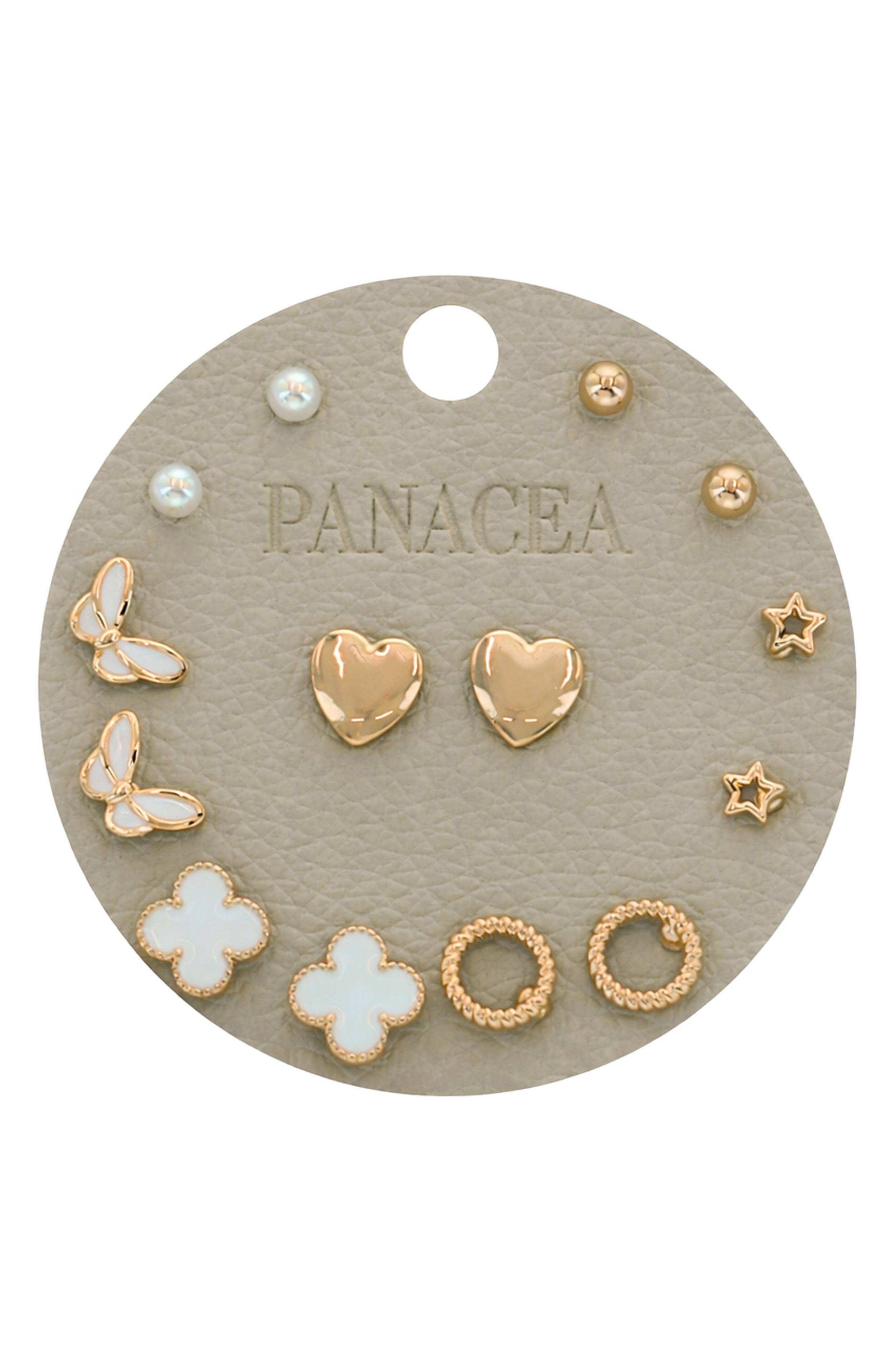 Panacea Set of 7 Assorted Stud Earrings