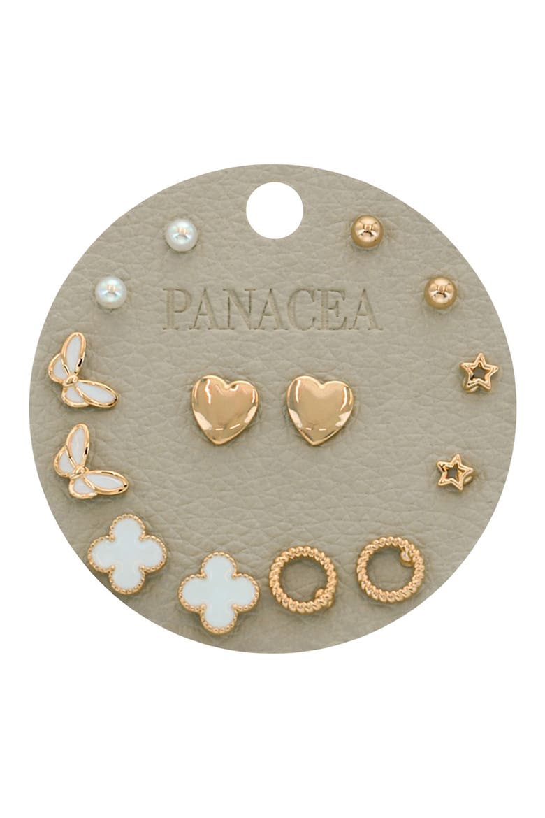 Set of 7 Assorted Stud Earrings, Main, color, WHITE