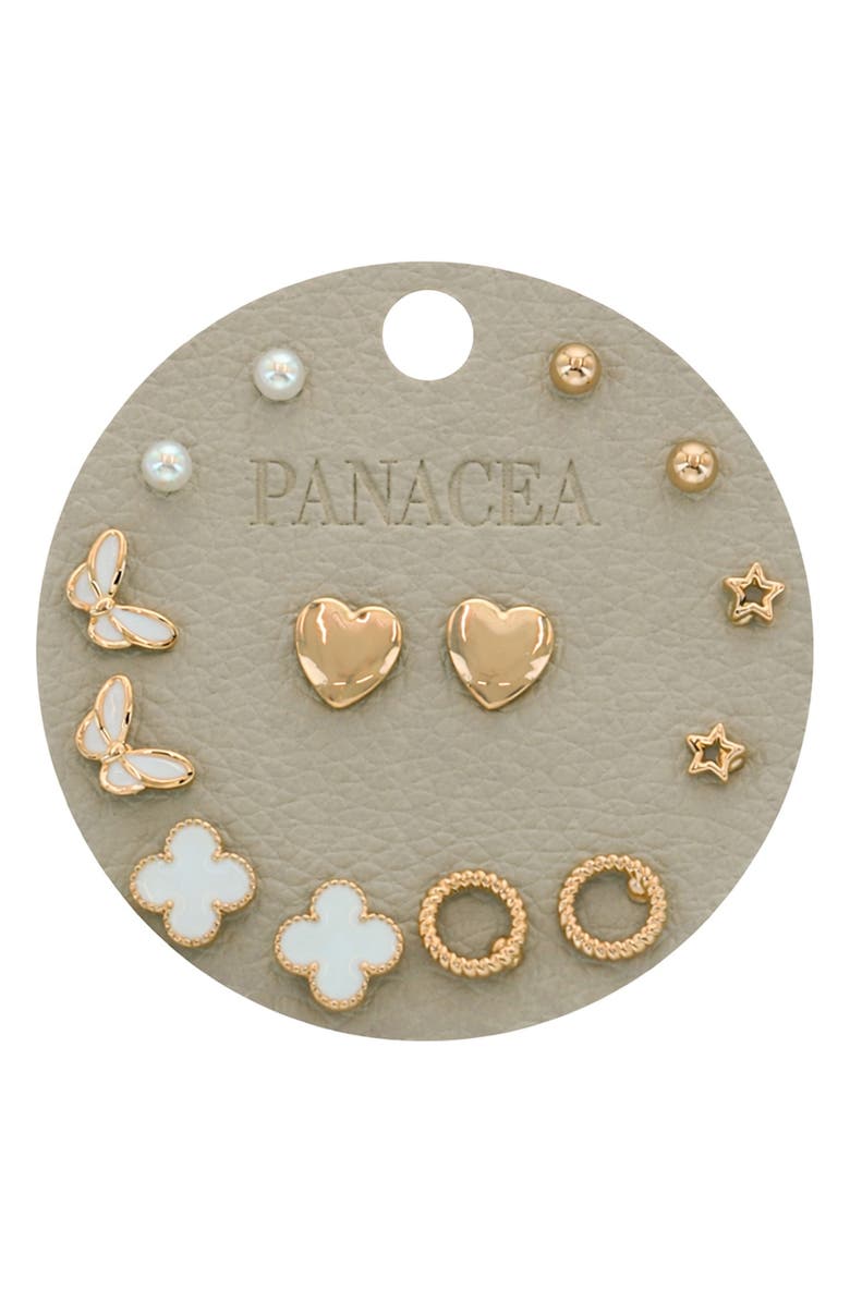 Panacea Set of 7 Assorted Stud Earrings, Main, color, White