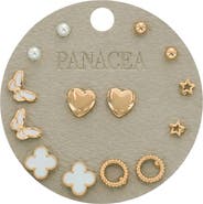 Panacea Set of 7 Assorted Stud Earrings