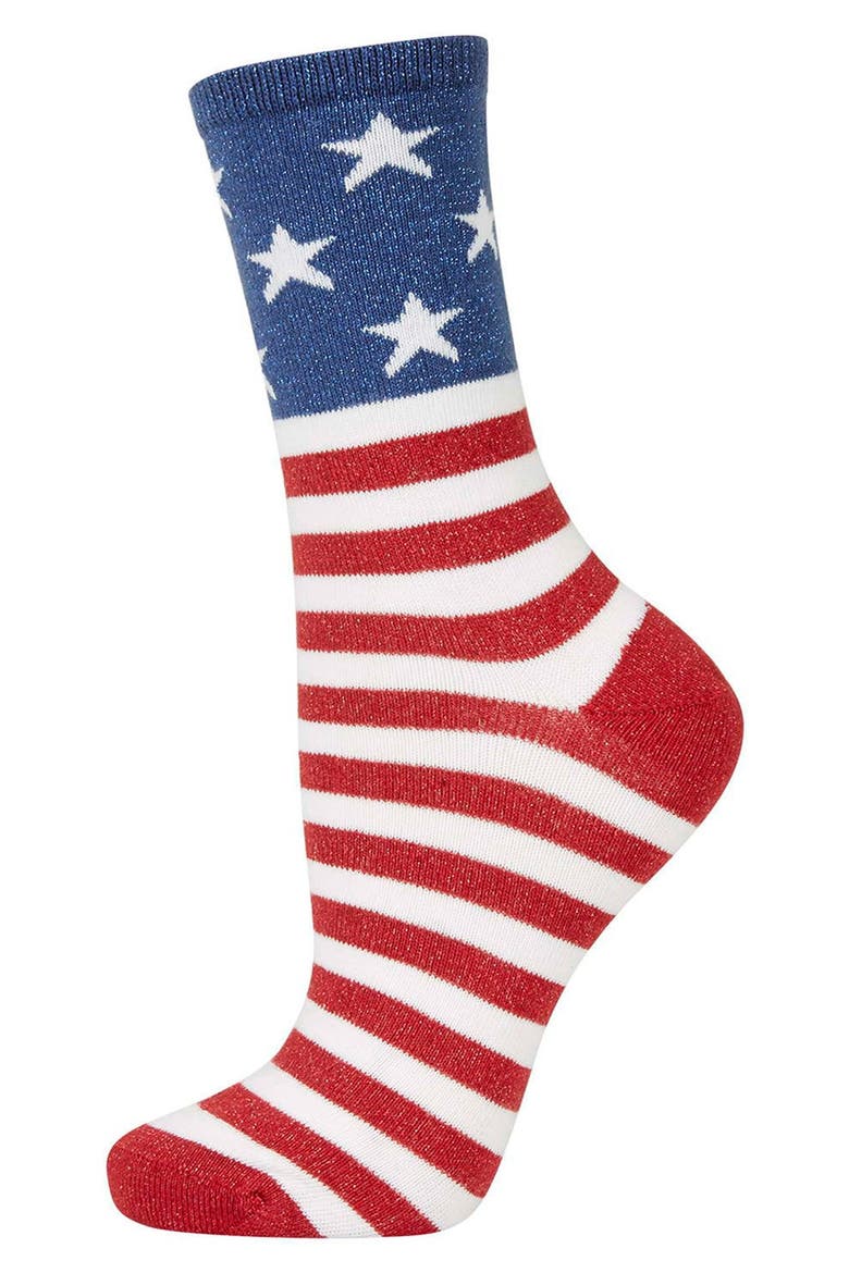 American Flag Socks, Main, color, RED MULTI