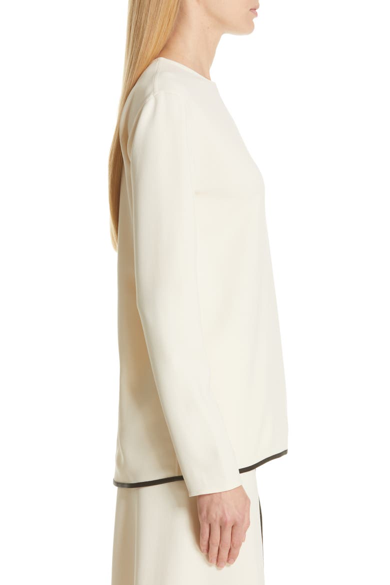 Leather Trim Top, Alternate, color, MILK/ BLACK