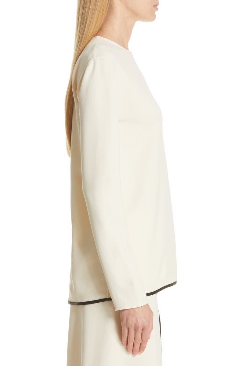 Victoria Beckham Leather Trim Top, Alternate, color, 