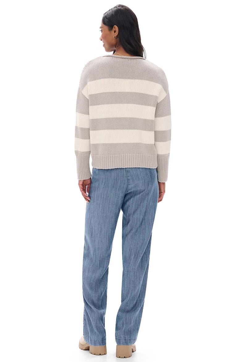 Rolled Collar Striped Sweater, Alternate, color, BEIGE