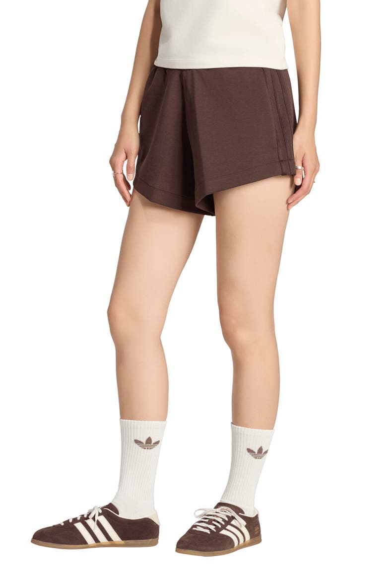 Loose Fit 3-Stripes Doubleknit Shorts, Main, color, AURORA COFFEE
