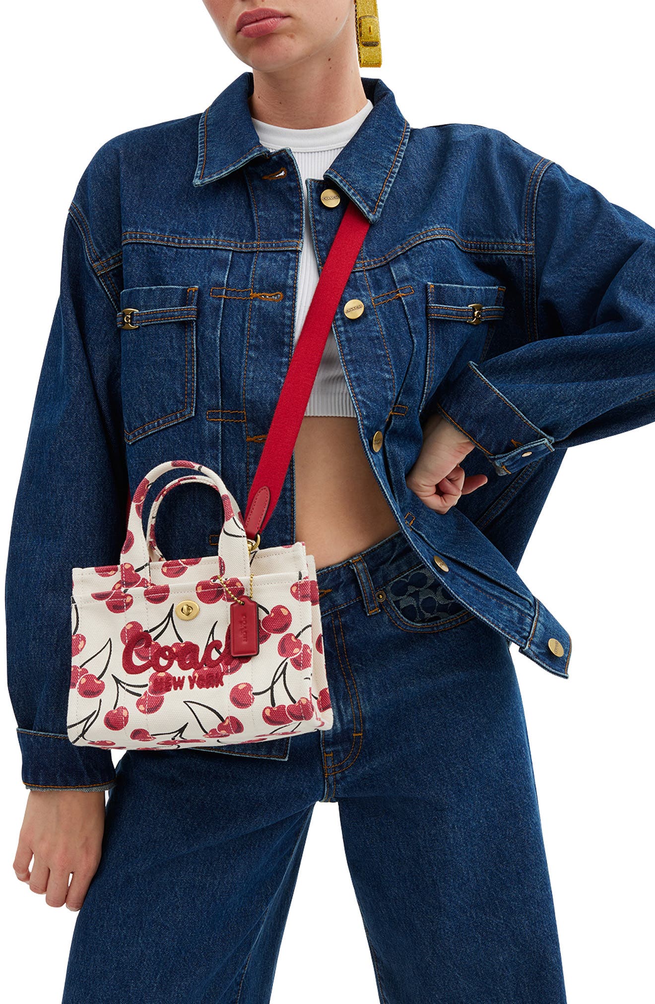 COACH Cargo Tote Bag 20 With Cherry Print, Alternate, color, 