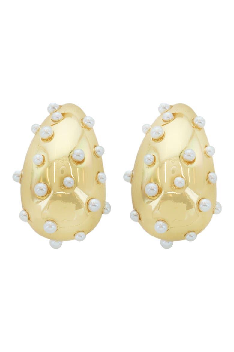 Faux Pearl Teardrop Earrings, Main, color, WHITE