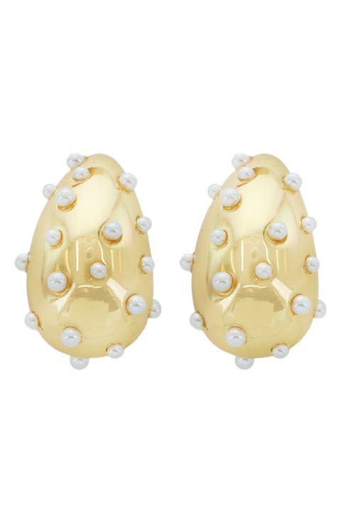 Faux Pearl Teardrop Earrings