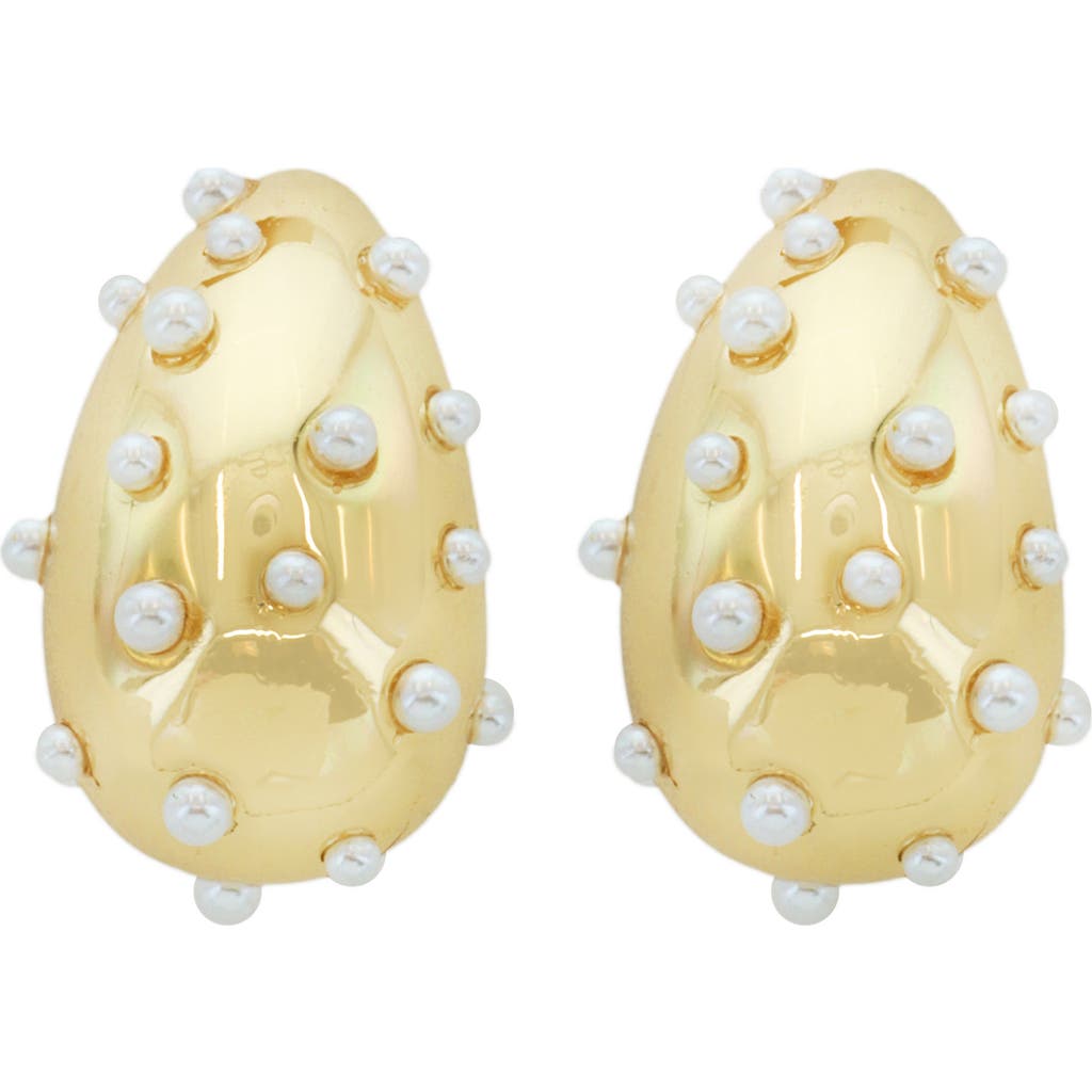 Panacea Faux Pearl Teardrop Earrings In White