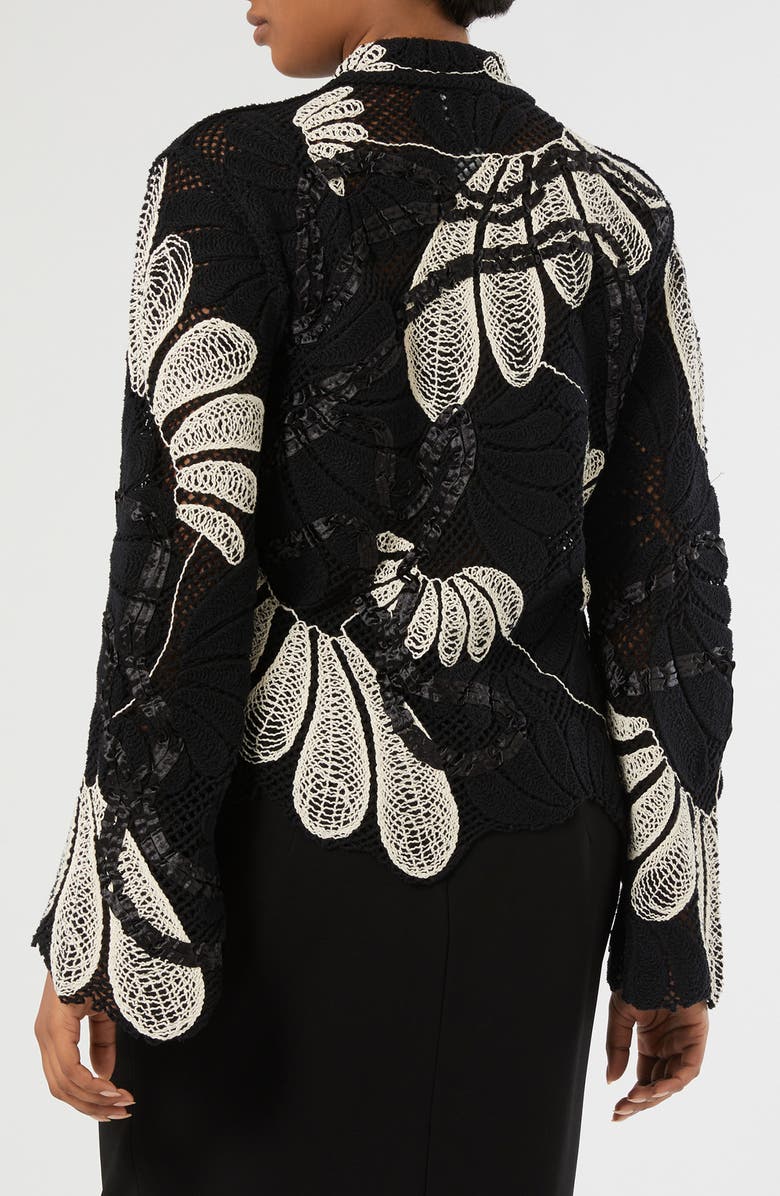 Marina Rinaldi Lappole Crochet Cardigan, Alternate, color, Ivory