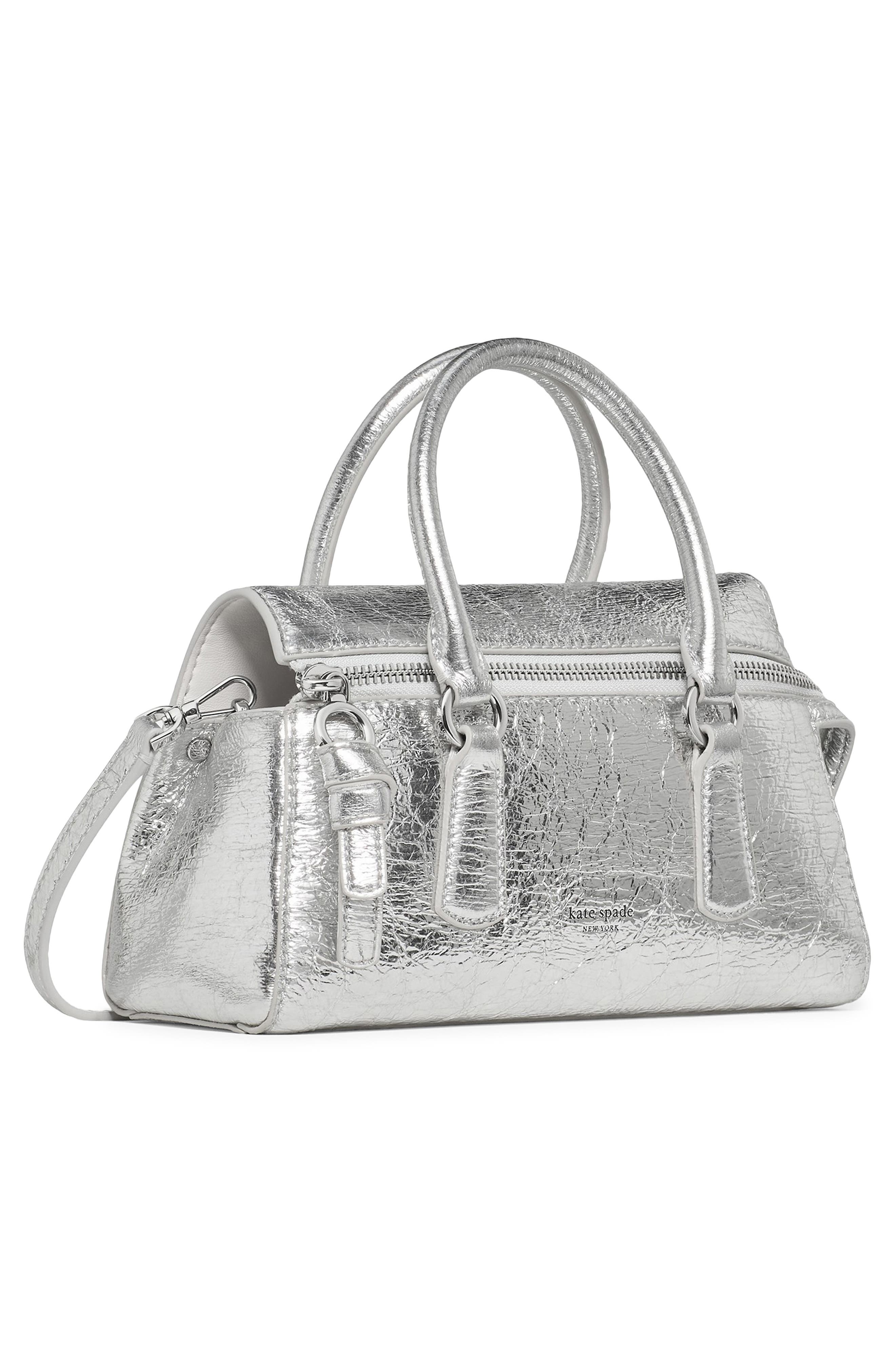 Kate Spade New York bond crinkle leather mini handbag, Alternate, color, Silver