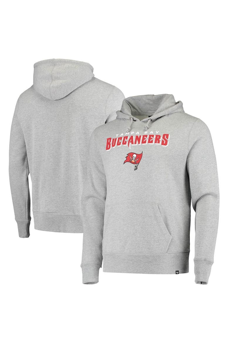 Men's '47 Heathered Gray Tampa Bay Buccaneers Pregame Headline Pullover Hoodie, Main, color, Gray