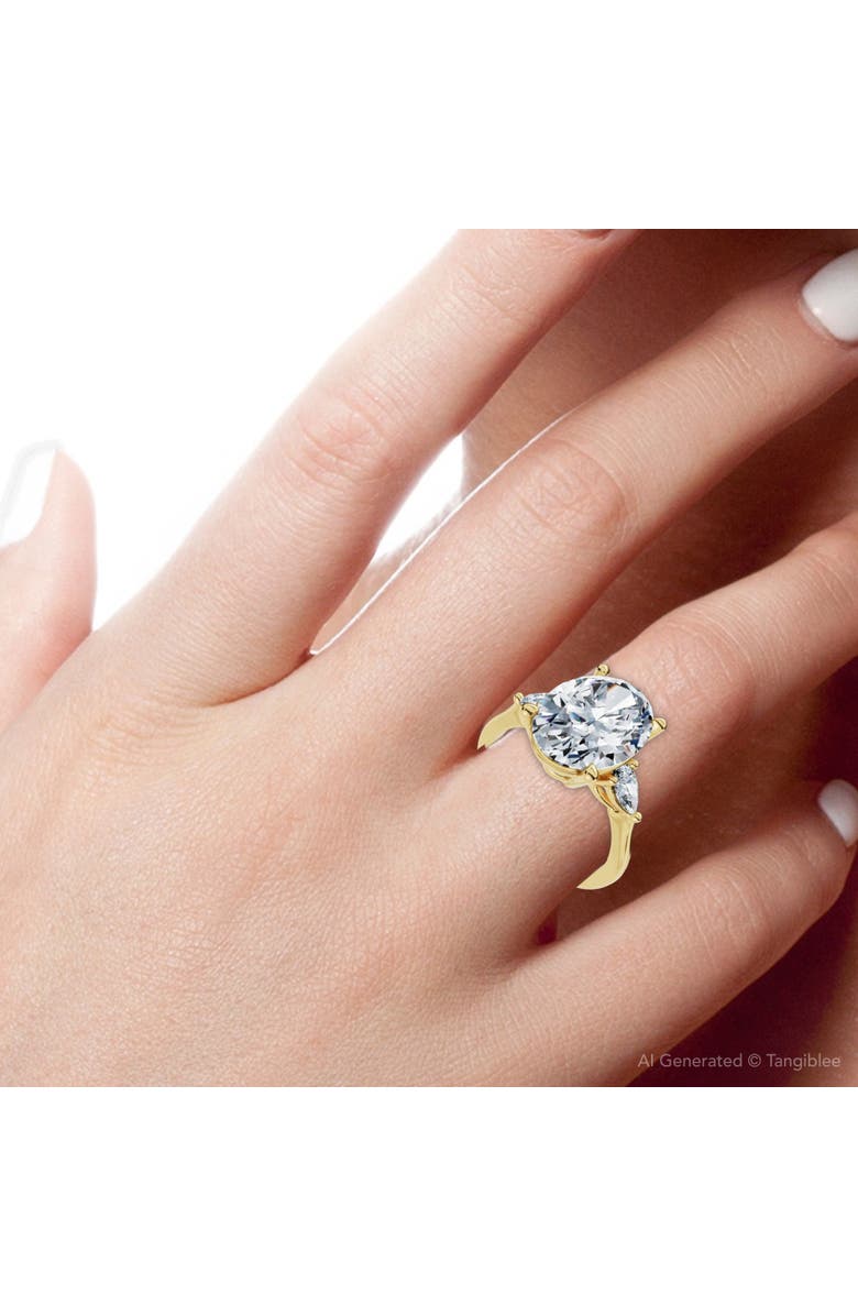 Bliss Diamond Certified 4 1/3Ct Oval/Pear Diamond Engagement Ring 14k Gold or Pt Lab Grown, Alternate, color, 14K Yellow Gold