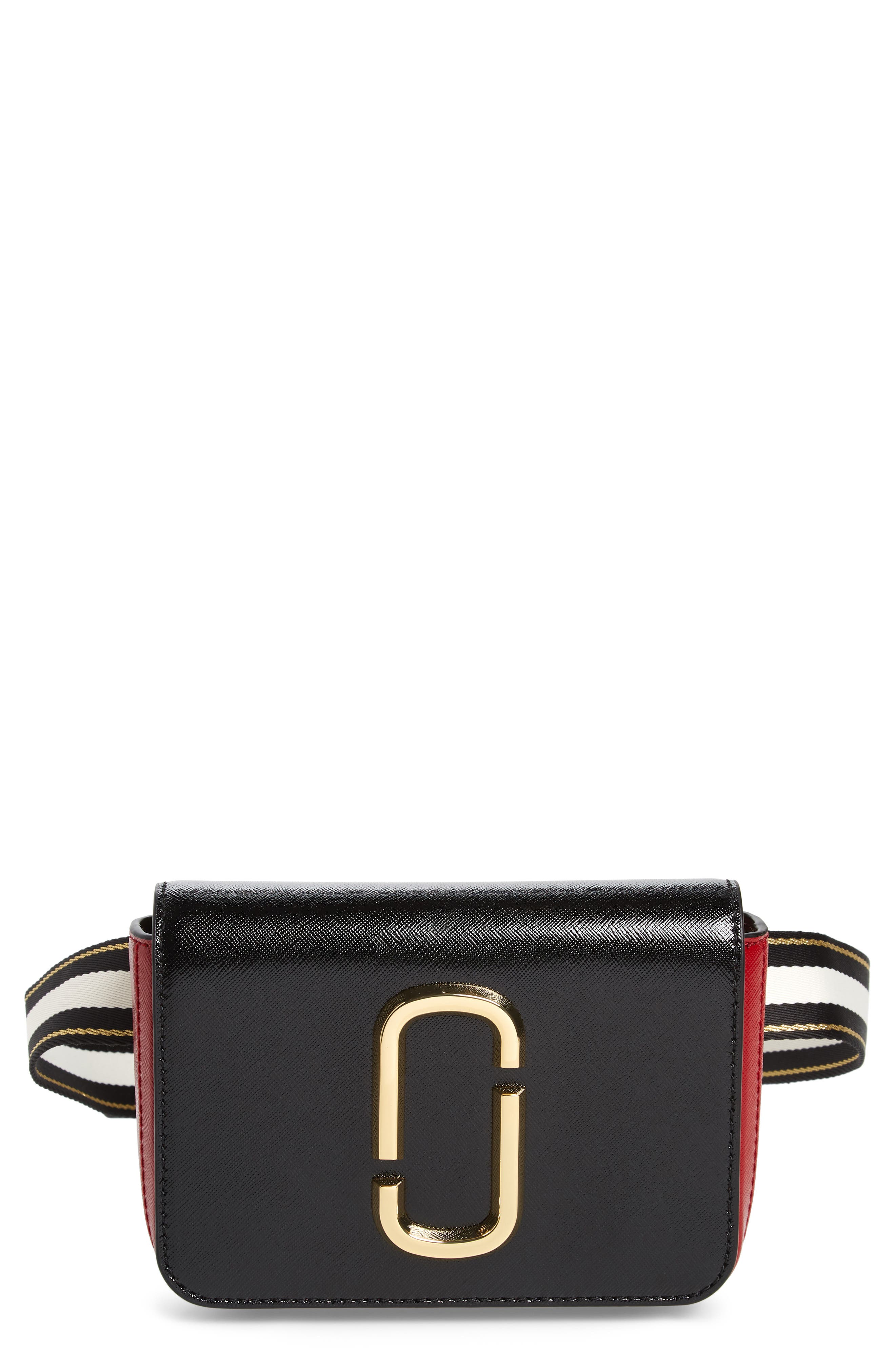 MARC JACOBS Hip Shot Convertible Crossbody Bag, Main, color, BLACK/ RED