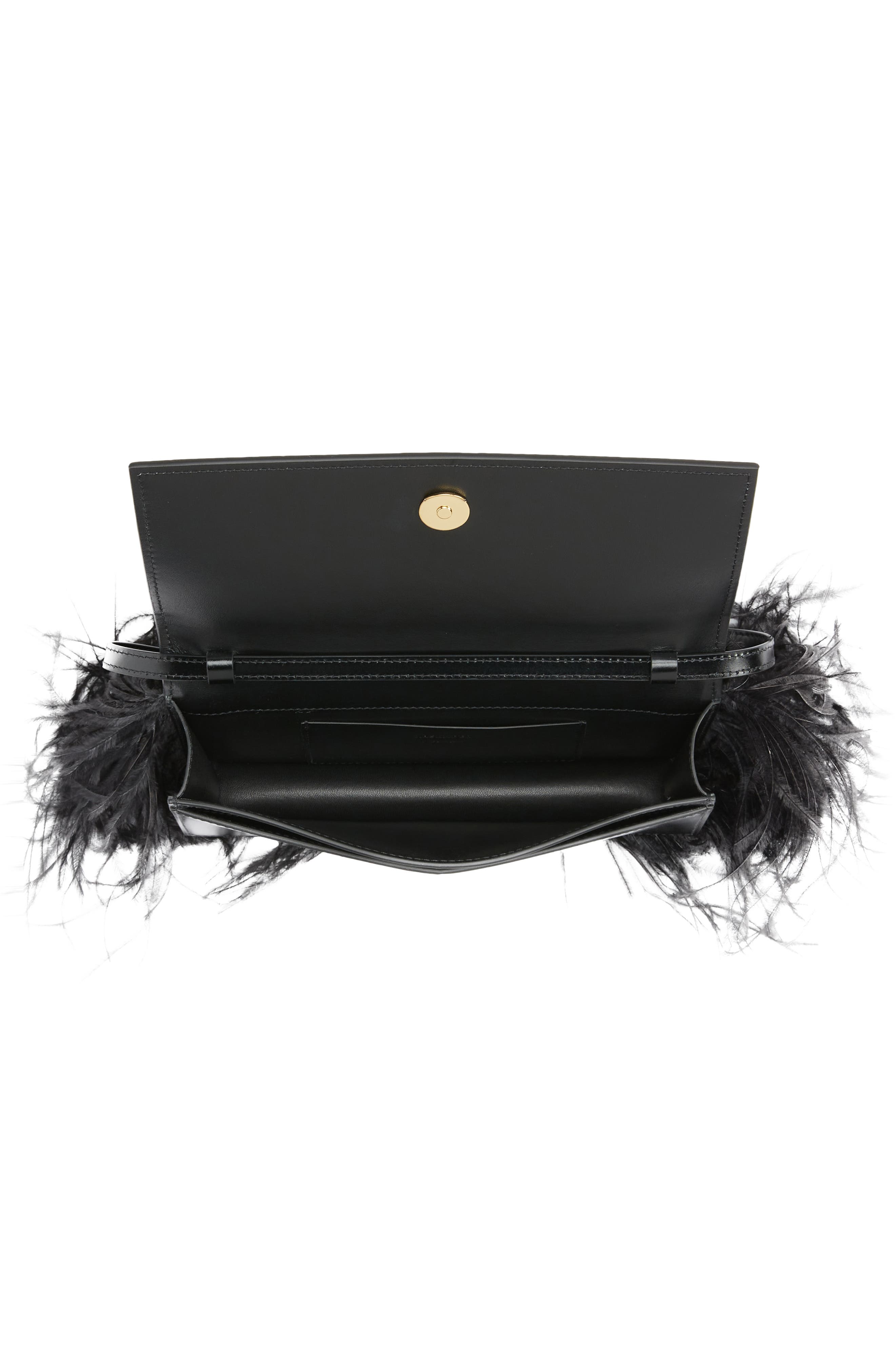 Jil Sander Feather Trim Clutch, Alternate, color, 