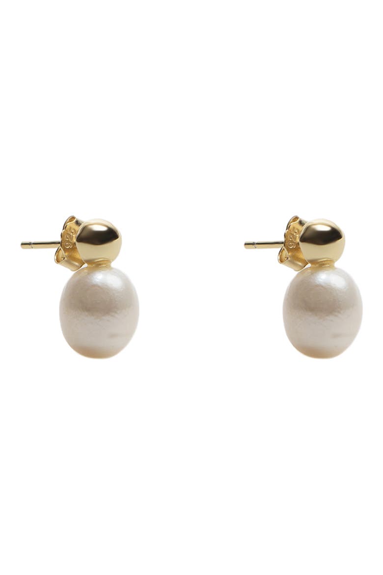 Freshwater Pearl Stud Earrings, Main, color, GOLD
