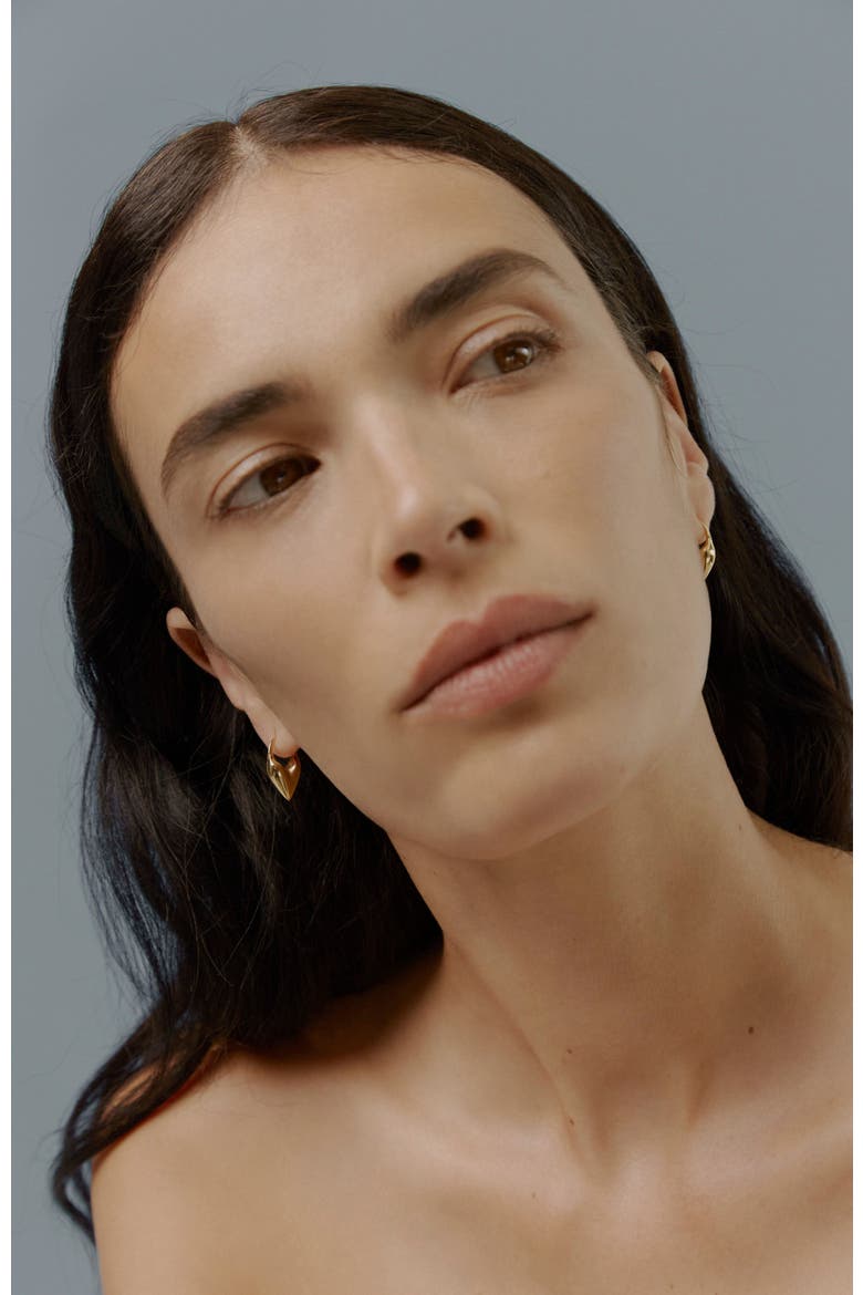 Roscida Heart Hoop Earrings, Alternate, color, Yellow Toned Gold