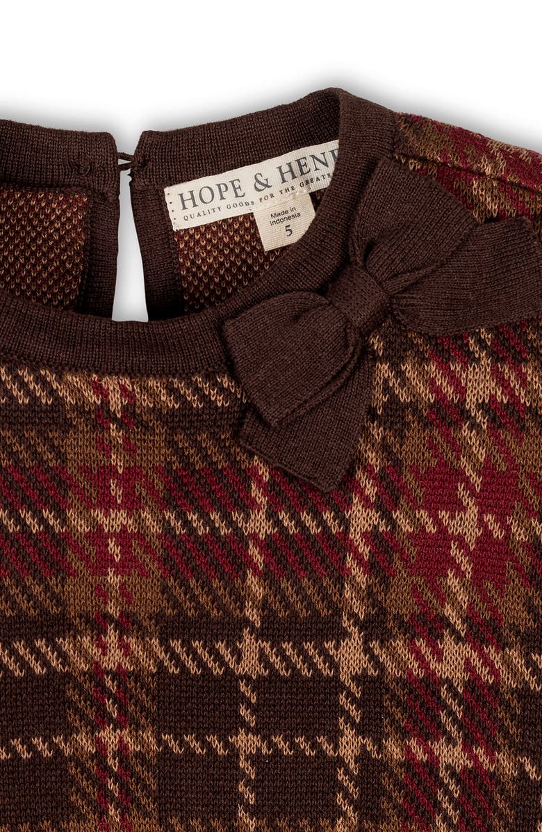 Hope & Henry Kids' Organic Long Sleeve Bow Detail Tweed Sweater Dress, Alternate, color,