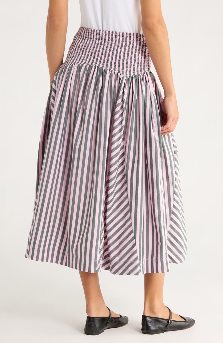 Damson Madder Layla Godet Organic Cotton Midi Skirt, Alternate, color, Pink Multi