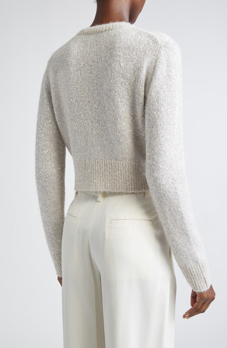 Erdem Crystal & Sequin Embellished Alpaca Blend Crop Cardigan, Alternate, color, Champagne