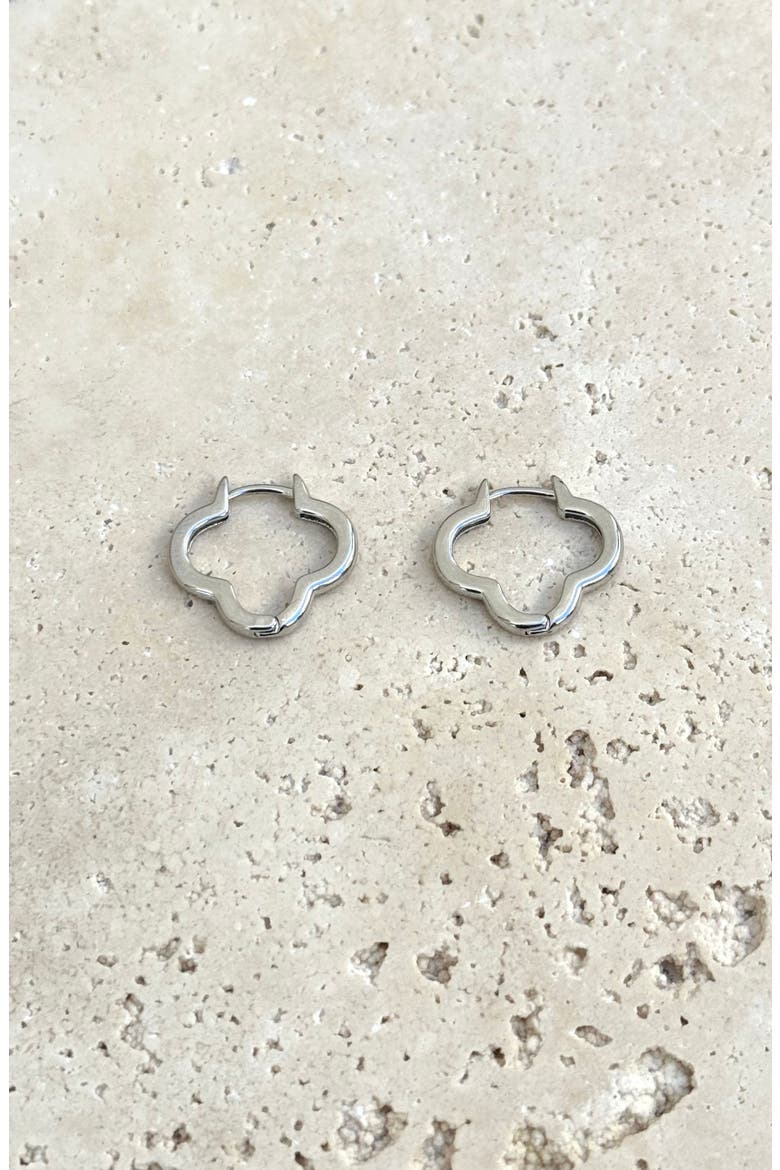 Clover Hoop Earrings, Alternate, color, SILVER