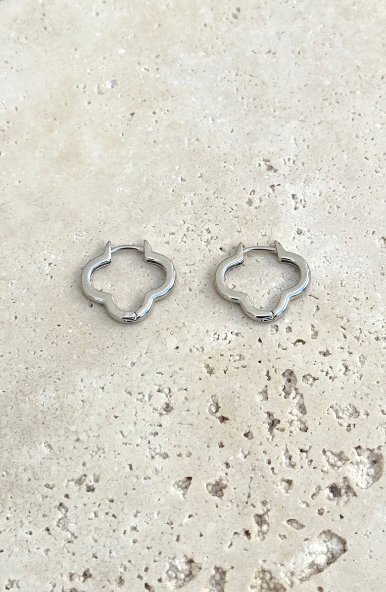 Adornia Clover Hoop Earrings, Alternate, color, Silver